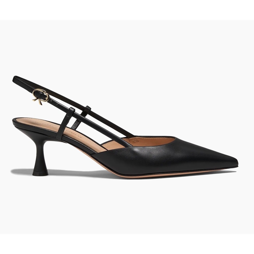 Gianvito Rossi Ascent 55MM Leather Slingback Pumps in Black Size